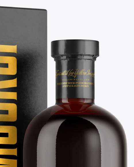 Amber Glass Bottle with Box Mockup PSD #3