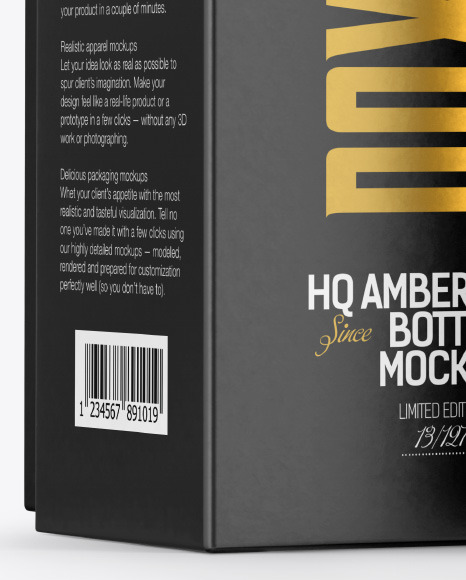 Amber Glass Bottle with Box Mockup PSD #6