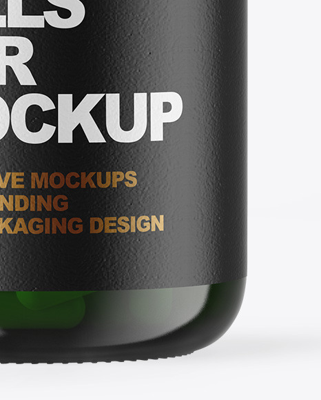 Green Glass Pills Jar Mockup PSD #1
