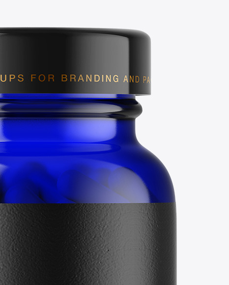 Blue Glass Pills Jar Mockup PSD #2