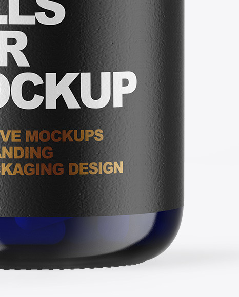 Blue Glass Pills Jar Mockup PSD #1