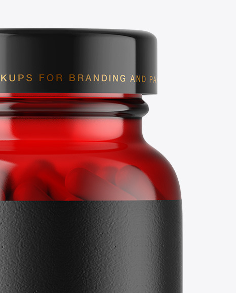 Red Glass Pills Jar Mockup PSD #2
