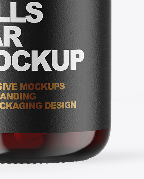 Red Glass Pills Jar Mockup PSD #1
