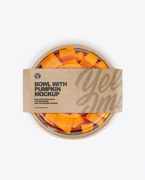 Paper Bowl With Pumpkin Mockup PSD #2