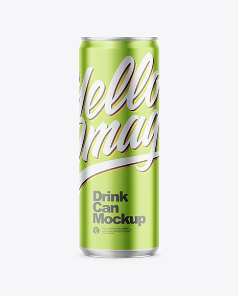 355ml Matte Metallic Drink Can Mockup PSD #2