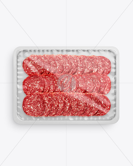 Free Plastic Tray With Glossy Film & Salami Mockup PSD Mockups