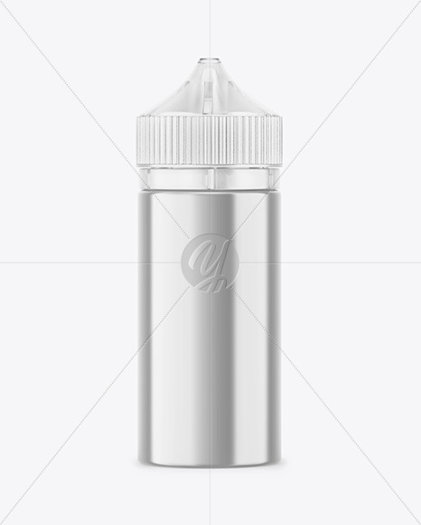 Free Metallic E-Liquid Bottle w/ Frosted Cap Mockup PSD Mockups