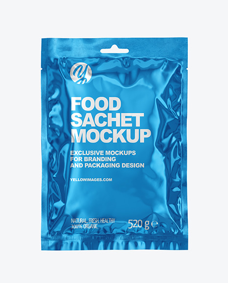 Glossy Metallic Sachet Mockup