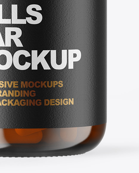 Orange Glass Pills Jar Mockup PSD #1
