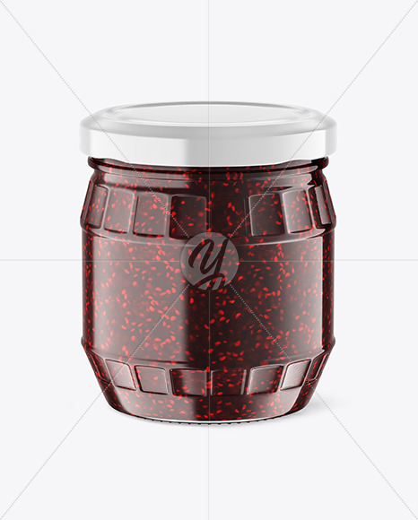 Free Clear Glass Jar w/ Jam Mockup PSD Mockups