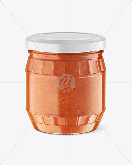 Free Clear Glass Jar w/ Sauce Mockup PSD Mockups