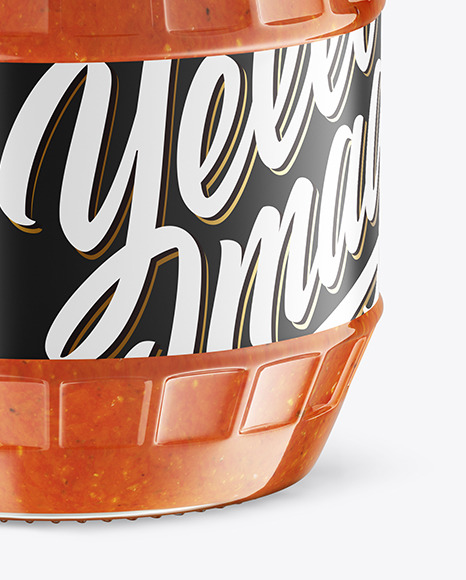 Clear Glass Jar w  Sauce Mockup PSD #1