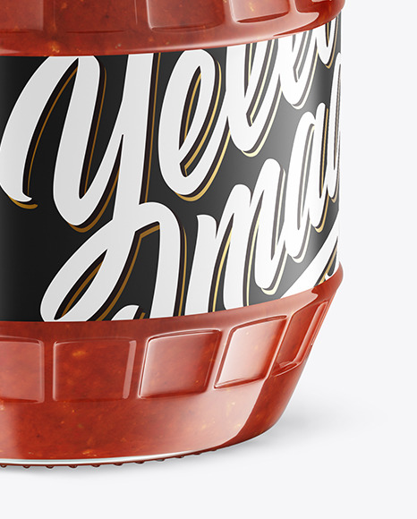 Clear Glass Jar w  Tomato Sauce Mockup PSD #1