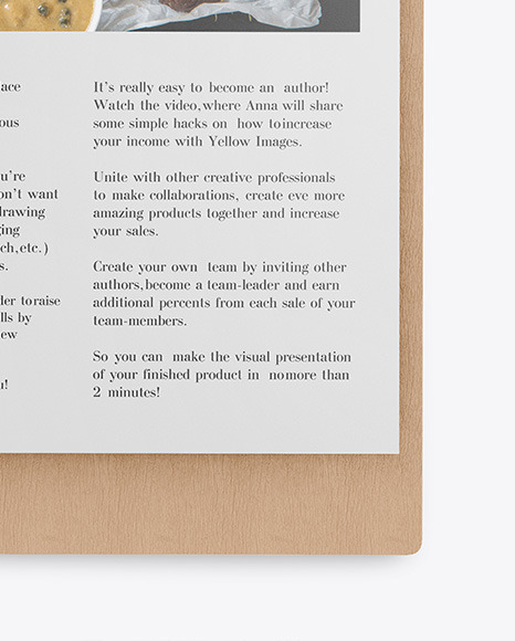 Wooden Clipboard with A4 Paper Mockup PSD #1