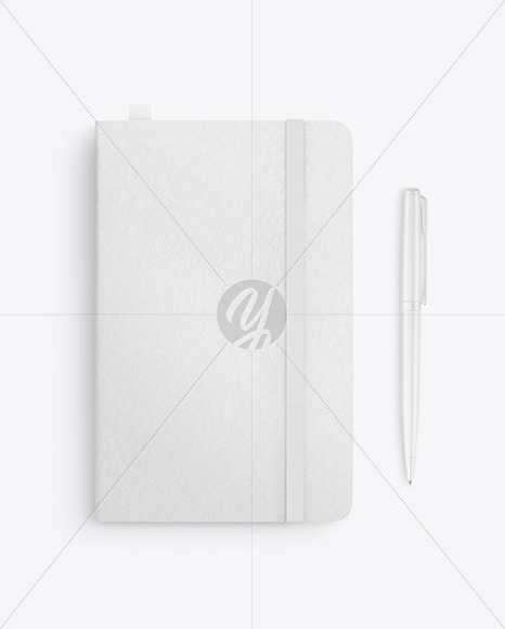 Free Leather Notebook with Pen Mockup PSD Mockups