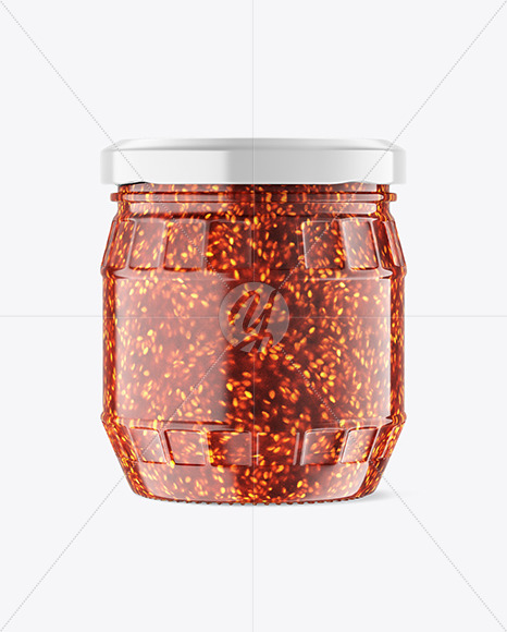 Free Clear Glass Jar w/ Sauce Mockup PSD Mockups