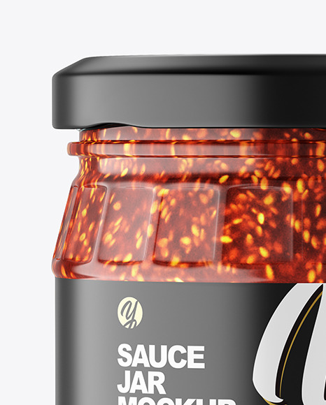 Clear Glass Jar w  Sauce Mockup PSD #2
