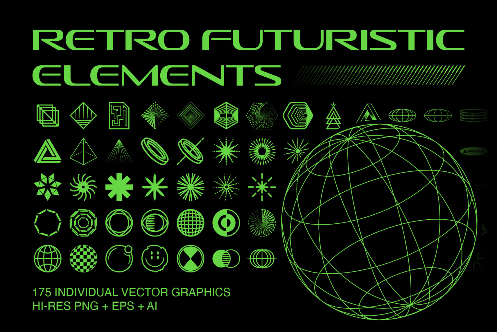 Retro Futuristic Elements on Yellow Images Creative Store