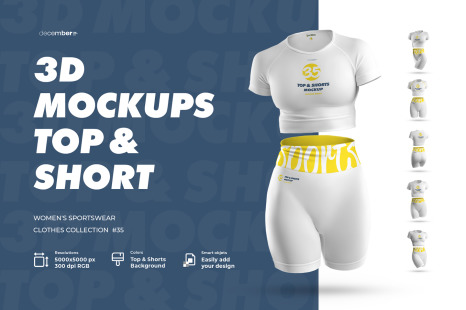 3D Mockup Women Top & Shorts Sportswears