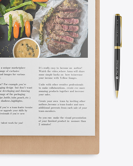Wooden Clipboard with Pen Mockup PSD #1