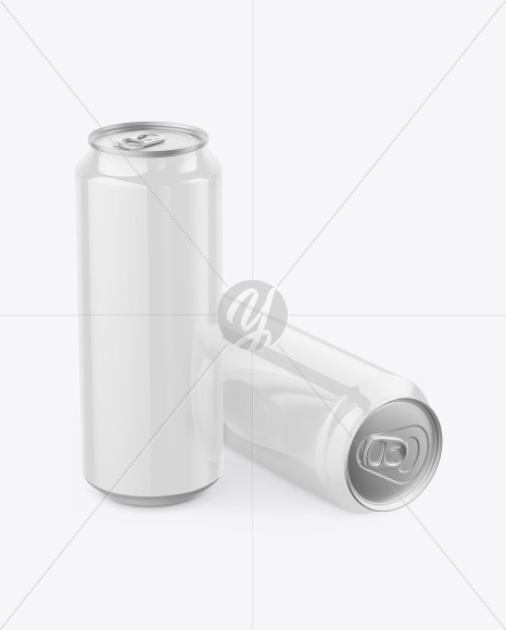 Free Two Glossy Drink Cans Mockup PSD Mockups