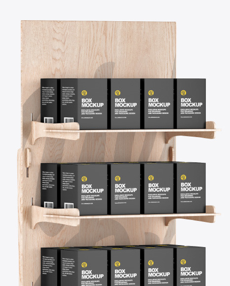 Wooden Display Stand w  Boxes Mockup PSD #2
