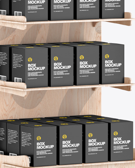 Wooden Display Stand w  Boxes Mockup PSD #1