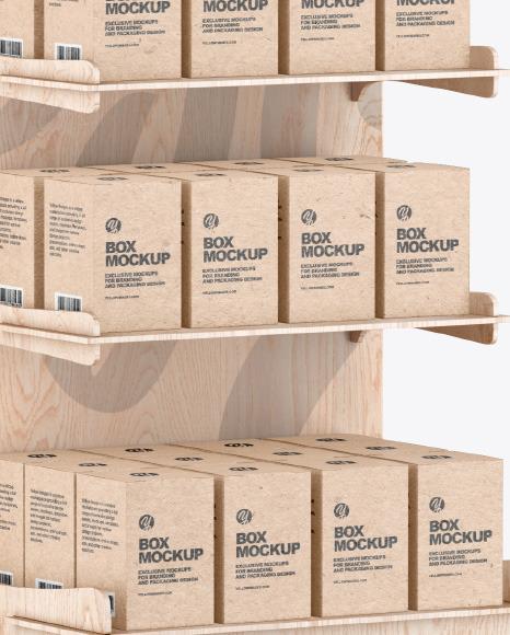 Wooden Display Stand w  Boxes Mockup PSD #6