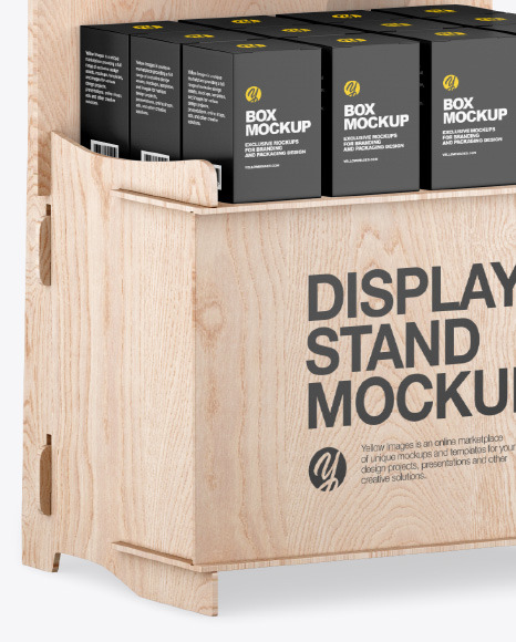 Wooden Display Stand w  Boxes Mockup PSD #7