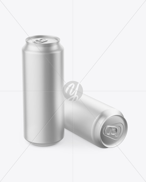 Free Two Metallic Drink Cans Mockup PSD Mockups