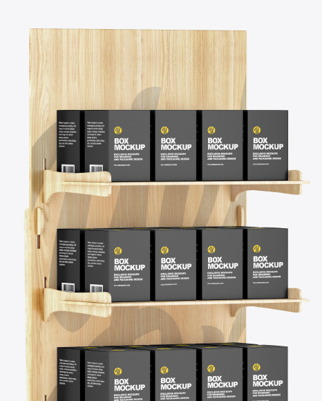 Wooden Display Stand w  Boxes Mockup PSD #2