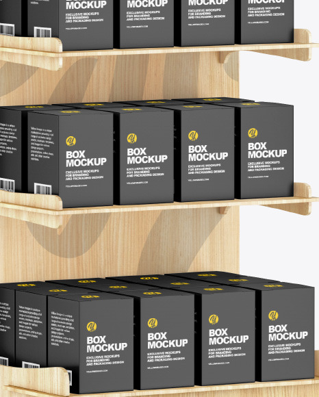 Wooden Display Stand w  Boxes Mockup PSD #1