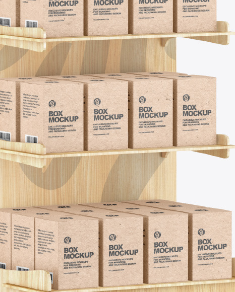 Wooden Display Stand w  Boxes Mockup PSD #6