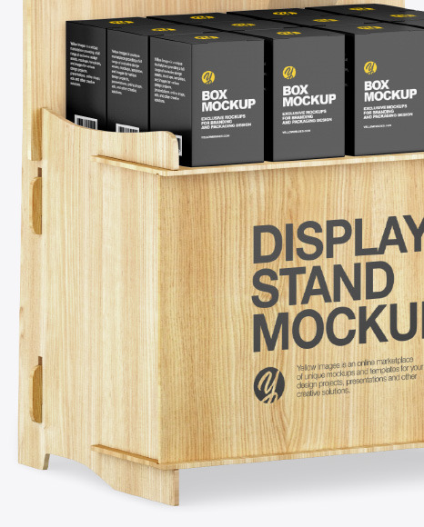 Wooden Display Stand w  Boxes Mockup PSD #7