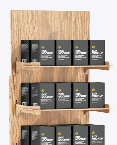 Wooden Display Stand w  Boxes Mockup PSD #2