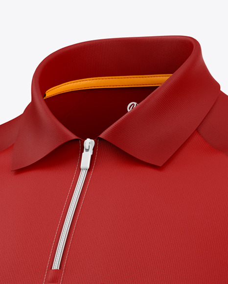 Raglan Zip Polo Shirt Mockup   Half Side View PSD #1