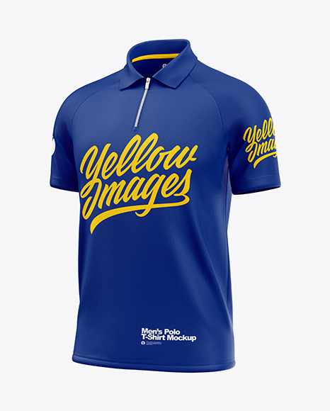 Raglan Zip Polo Shirt Mockup   Half Side View PSD #7