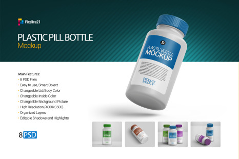 Plastic Pill Bottle Mockup