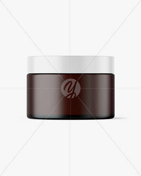 Free Frosted Amber Glass Cosmetic Jar Mockup PSD Mockups