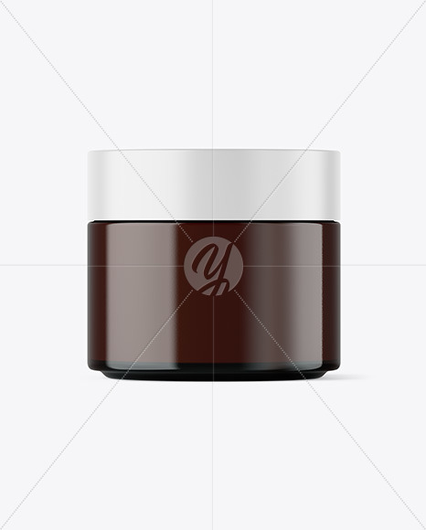 Amber Glass Cosmetic Jar Mockup PSD #1