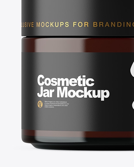 Amber Glass Cosmetic Jar Mockup PSD #4