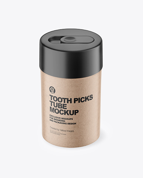 Kraft Paper Tooth Picks Tube with Plastic Cap Mockup