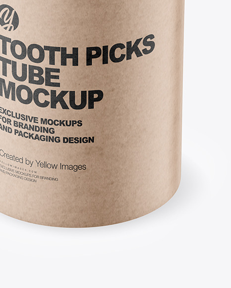 Kraft Paper Tooth Picks Tube with Plastic Cap Mockup PSD #1