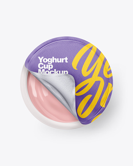 Opened Yoghurt Cup Mockup
