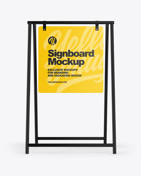 Advertising Signboard Mockup on Yellow Images Object Mockups