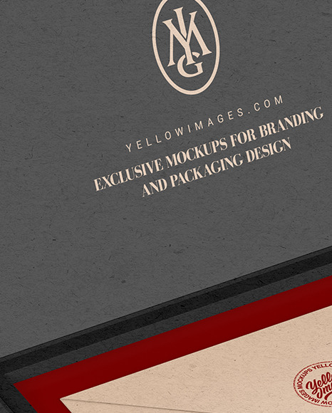 Envelope in a Kraft Paper Box Mockup PSD #1