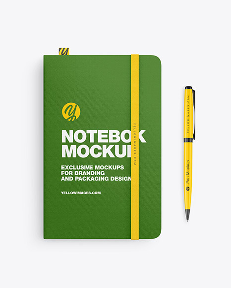 Fabrick Notebook with Pen Mockup PSD #4