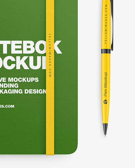 Fabrick Notebook with Pen Mockup PSD #1