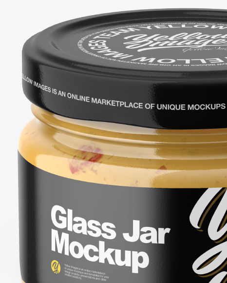 Glass Jar with Sauce Mockup
