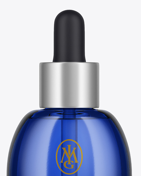 Dark Blue Glass Dropper Bottle Mockup PSD #1